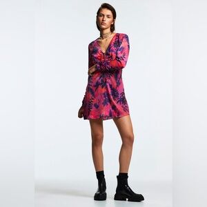 NWT Zara Pink and Purple Floral Swim Cover-Up Sz S